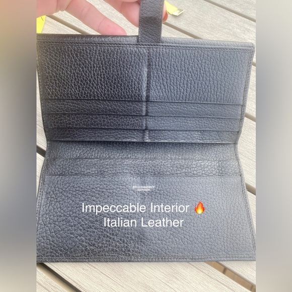 Burberry Leather Long Wallet🖤BLACK🖤Embossed/Bifold+envelope pouch🔥made🇮🇹EUC - Picture 11 of 16